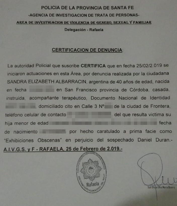 Denuncia por exhibiciones obscenas contra Daniel Durán Denuncia por exhibiciones obscenas contra Daniel Durán