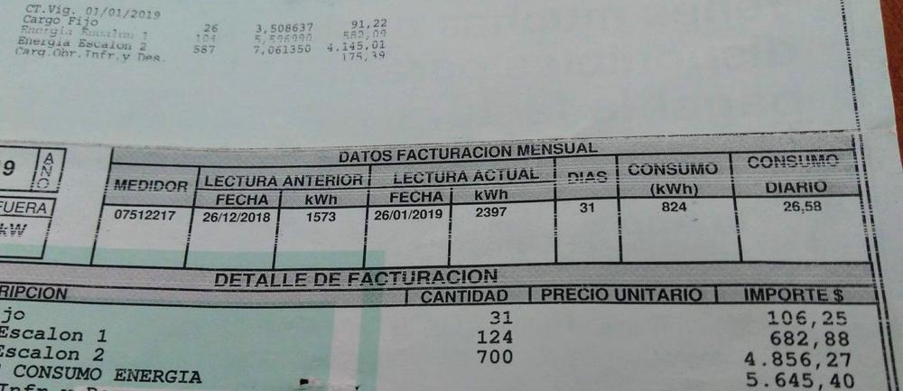 Factura epec vecina barrio parque