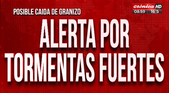 ALERTA POR TORMENTAS FUERTES EN LAS PRÓXIMAS 24 HS