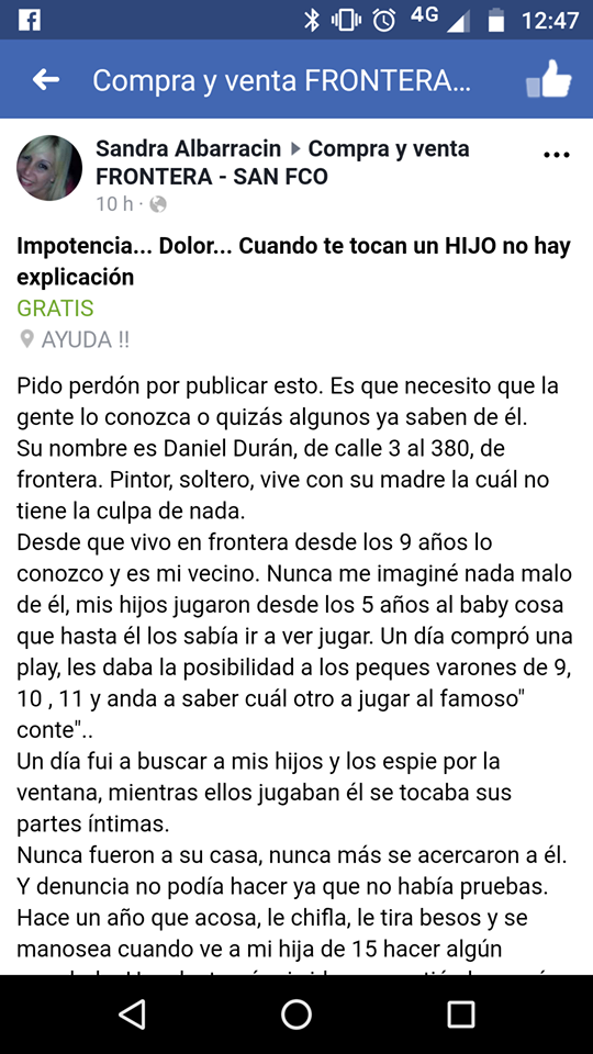 Denuncia Facebook contra Daniel Durán