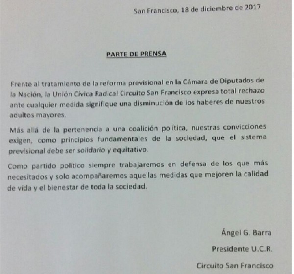 Parte de Prensa UCR San Francisco